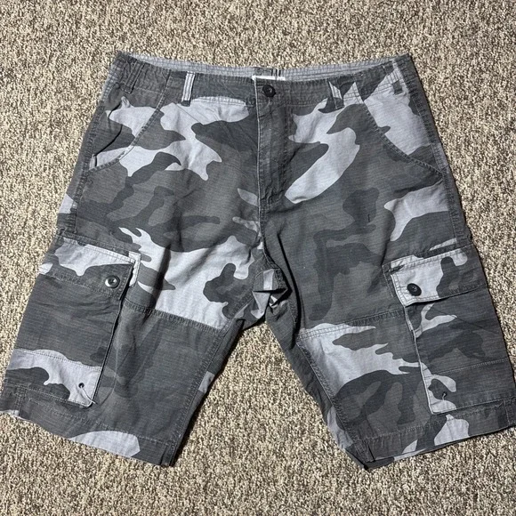 Mens Route 66 Cargo Camo Black Gray Size XL - Picture 1 of 4